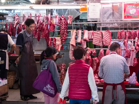 Butcher at the Graham Street Wet Market, Central