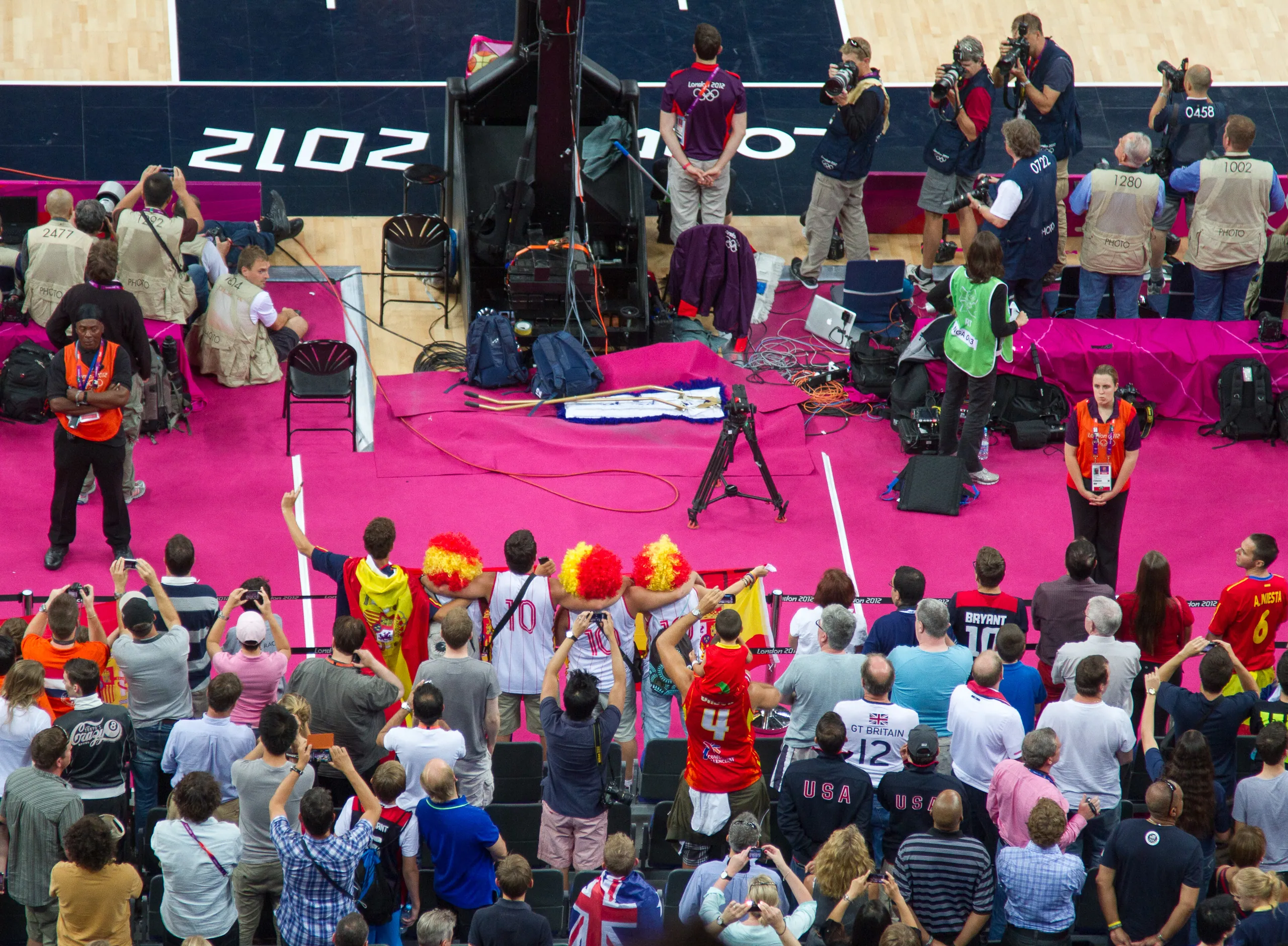 Spain fans sing during USA Spain Olympic Basketball Final, August 12th 2012
