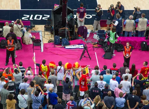 Spain fans sing during USA Spain Olympic Basketball Final, August 12th 2012