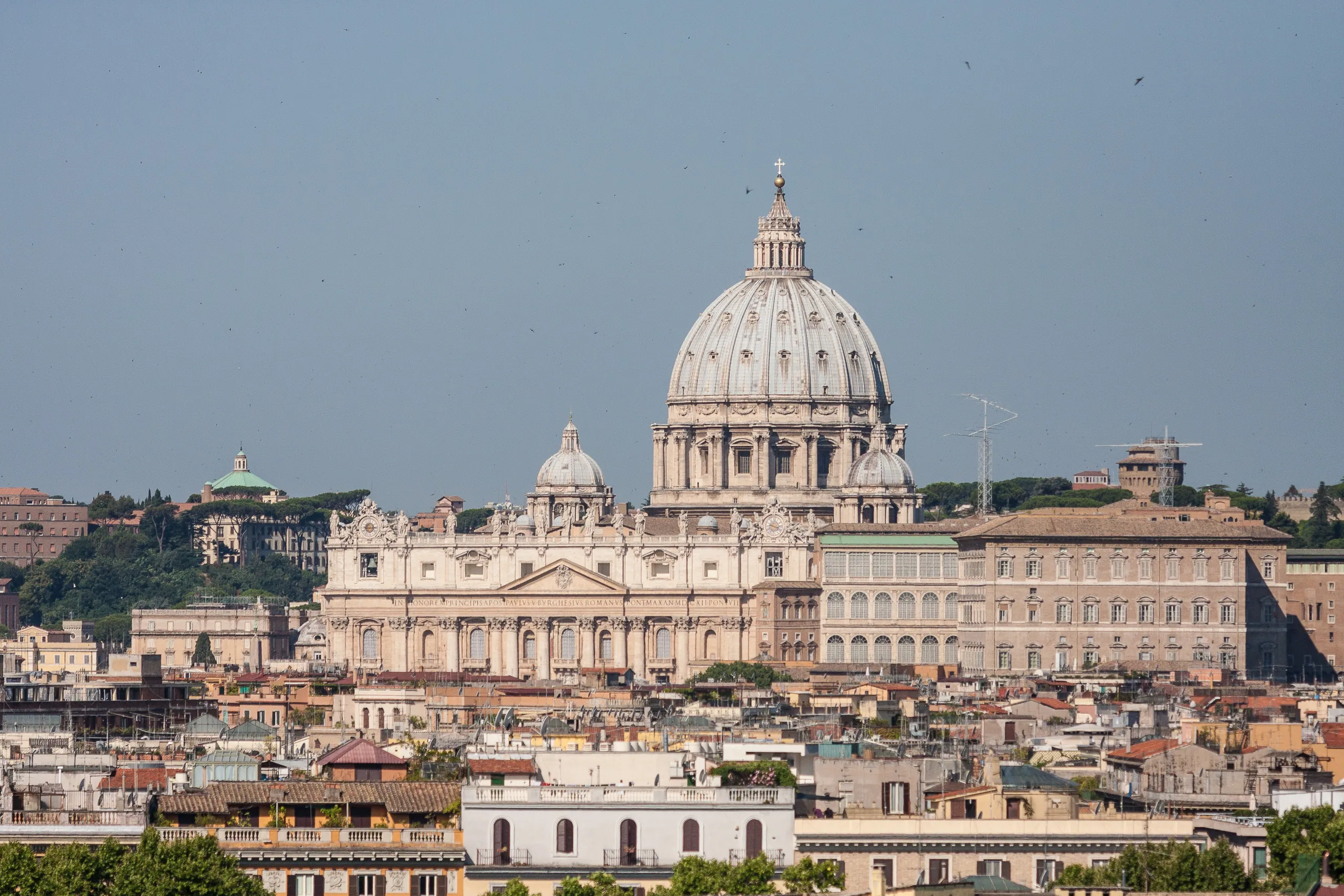 Elevated view of St Peter's Basilica, the Vatican