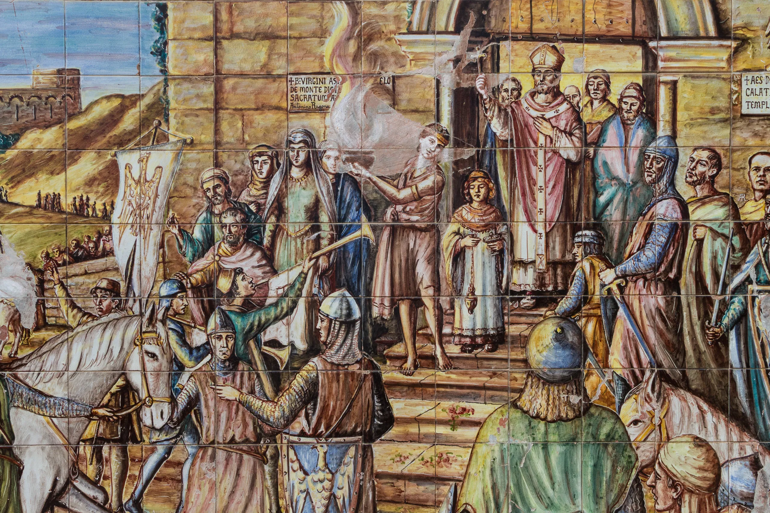 Detail of a church square mosaic, Caltagirone