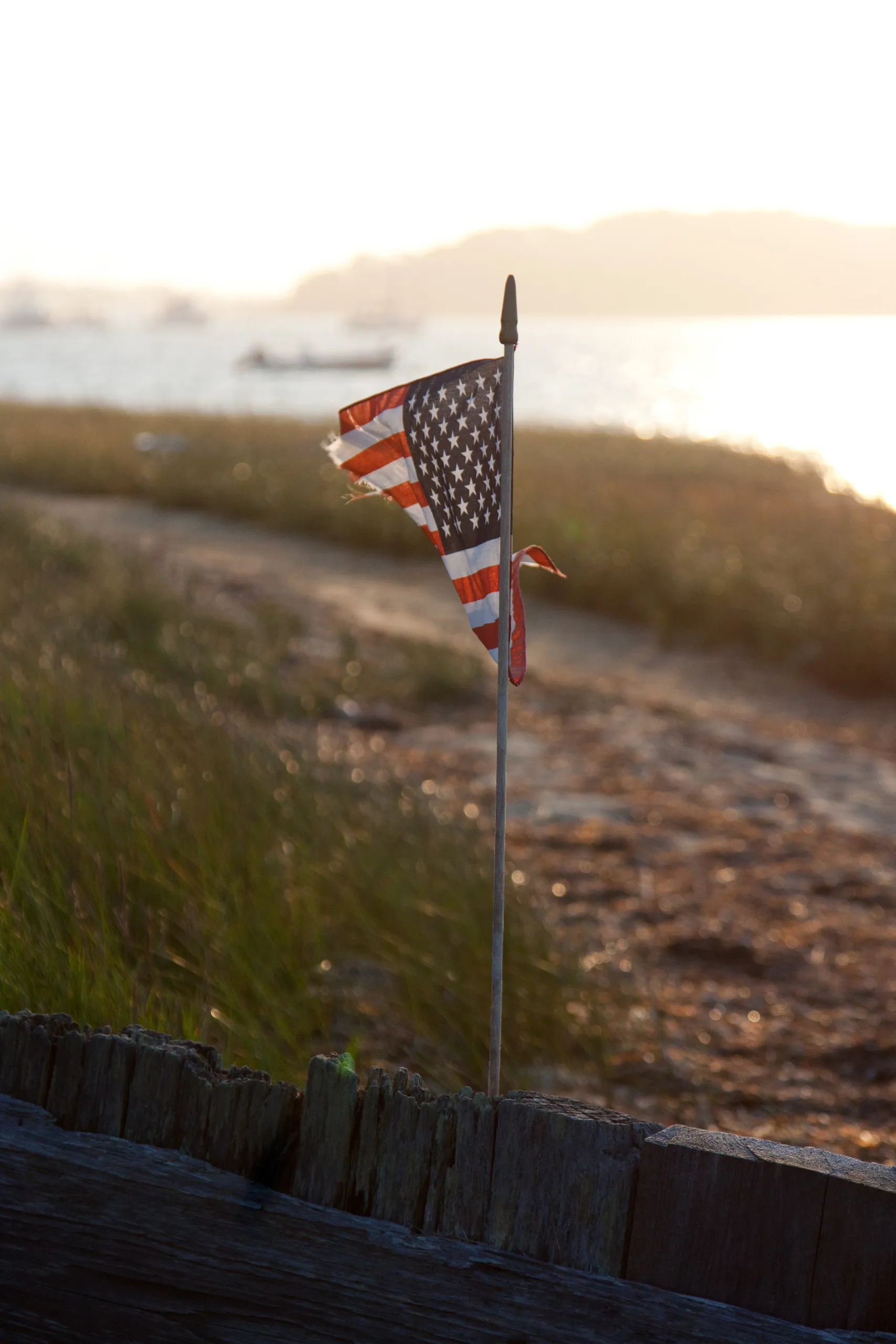 American Flag on Beach, Stage Harbor