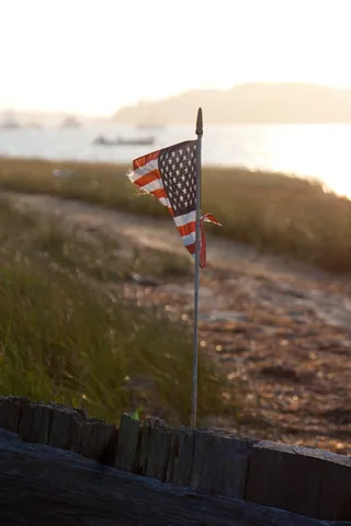 American Flag on Beach, Stage Harbor