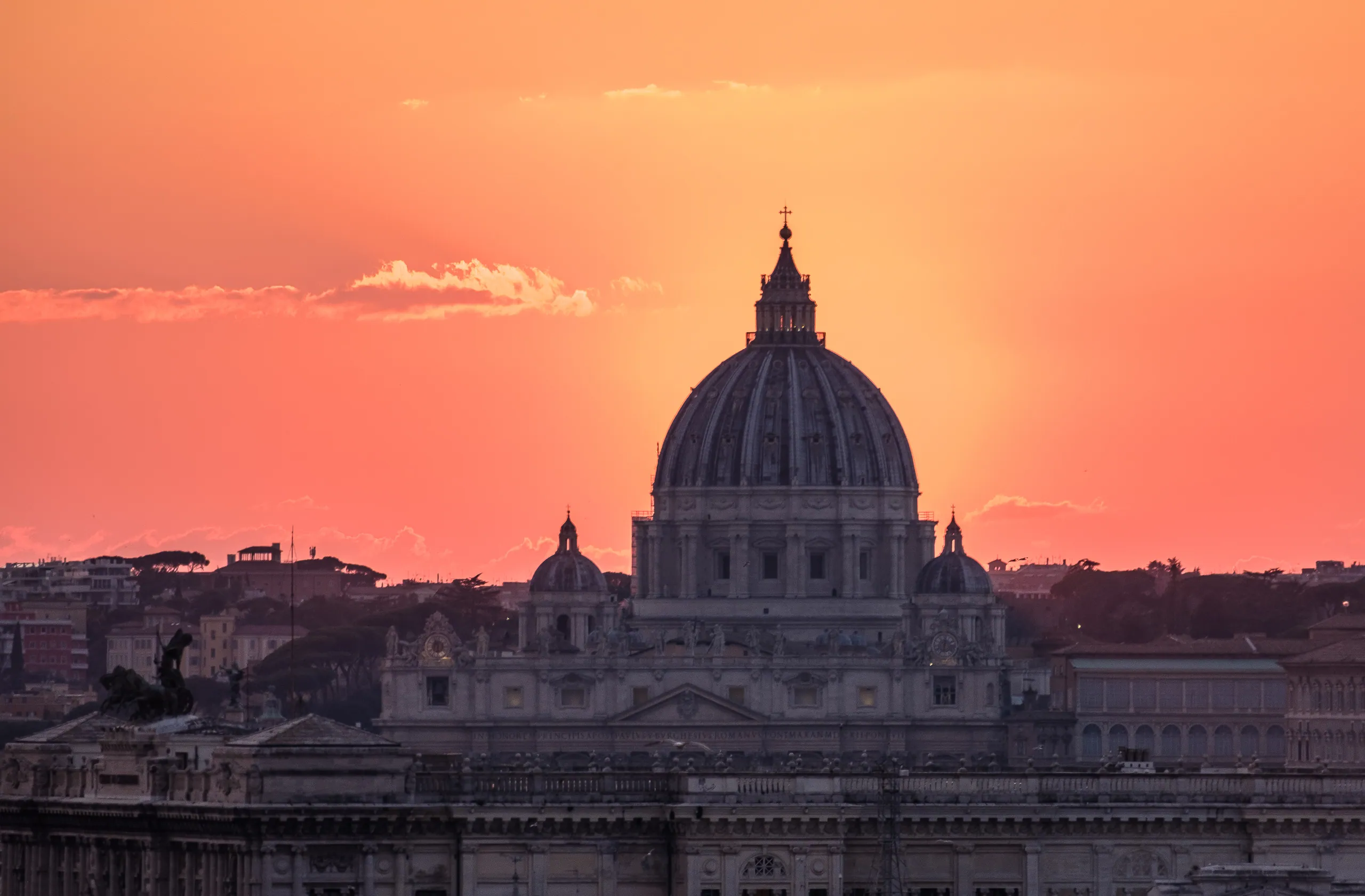 Sunset behind St Peter's Basilica