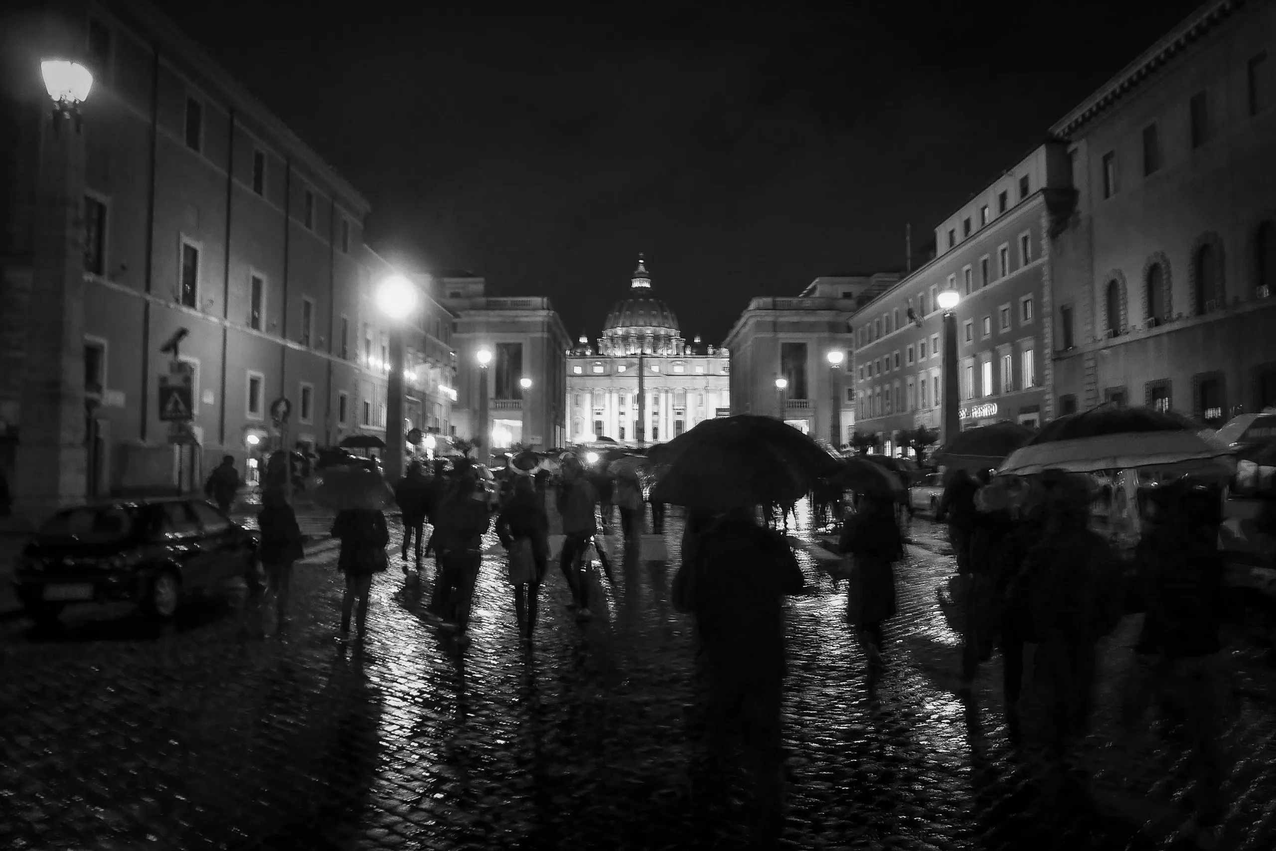 Romans rush to Saint Peter's Square in the Vatican to see the announcement of the election of Pope Francis