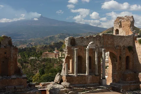 Greek Amphitheatre with Etna, Taormina, Sicily