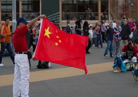 Chinese fans in the Olympic Park