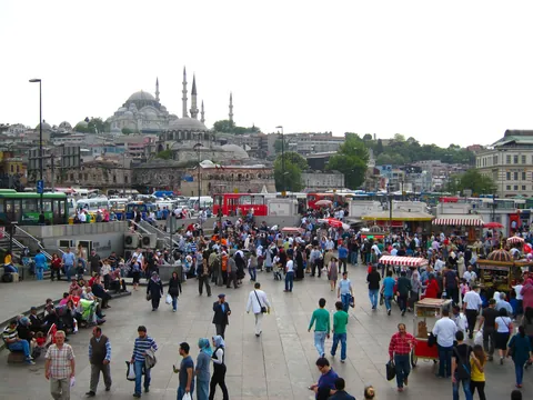 The foot of Galata Bridge (with Suleymaniye Camii in background)