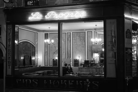 Montmartre cafe by night