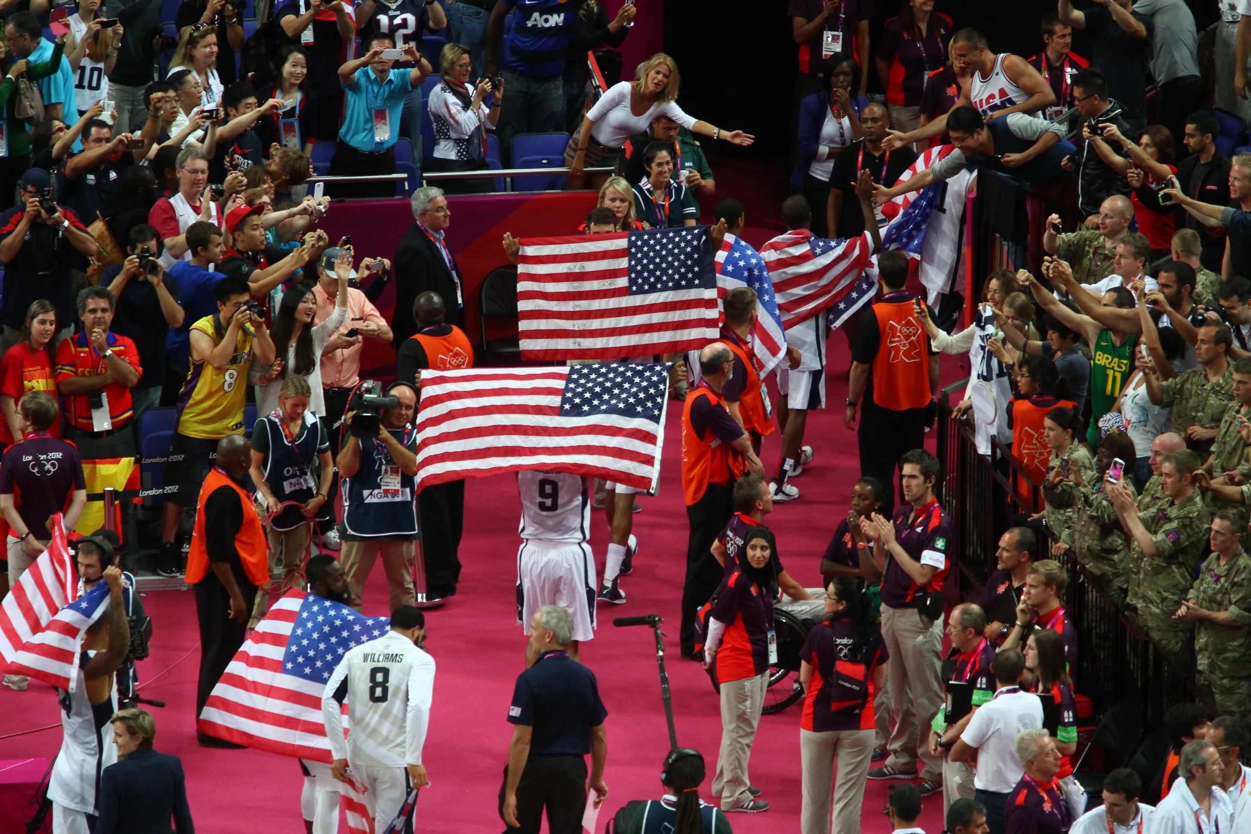 USA team walk off victorious, USA Spain Olympic Basketball Final, August 12th 2012