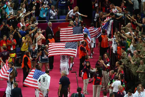 USA team walk off victorious, USA Spain Olympic Basketball Final, August 12th 2012