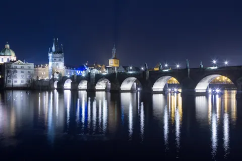 Night View of the Charles Bridge from Mala Strana