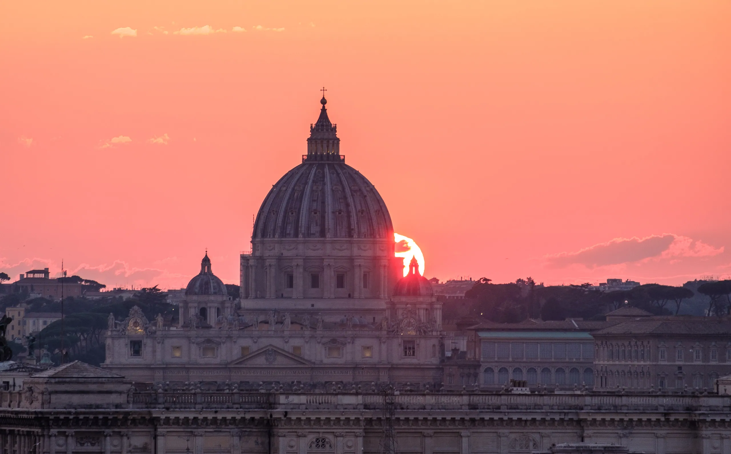 Sunset behind St Peter's Basilica